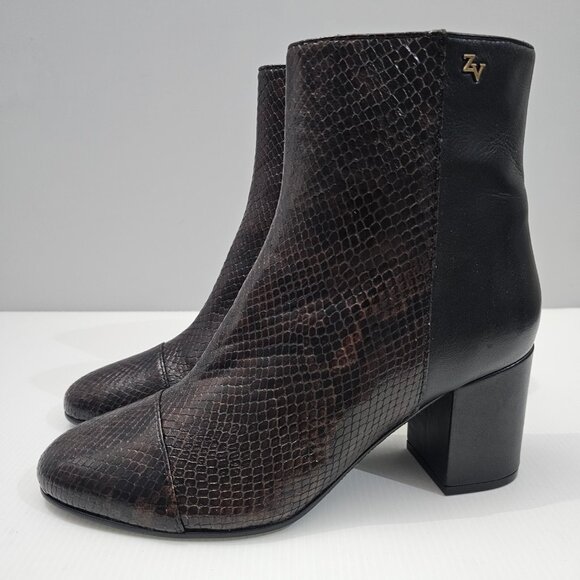 NEW Zadig & Voltaire Lena Wild Ankle Bootie Brown Black Leather Womens EU 39 - Picture 1 of 16